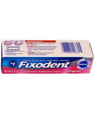 Fixodent Original Denture Adhesive Cream 0.75 oz - Pack of 3 - Buy Online on GoSupps.com