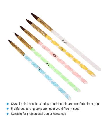 5 Piece Nail Art Liquid Powder Brush Set - UV Gel Carving Pen & Acrylic Handle Manicure Tools Kit for Professional Nail Designs | International Shipping Available - Buy Online on GoSupps.com