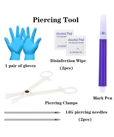 JIESIBAO 16G Cartilage & Septum Piercing Kit | 14G Needles, Disposable Clamps & Horseshoes | DIY Ear & Septum Piercing Tool - Buy Online on GoSupps.com