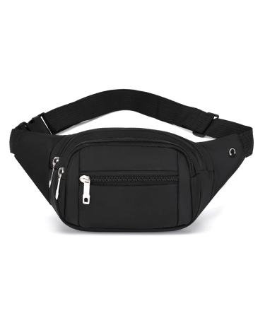 DAITET Crossbody Fanny Pack for Men&Women,Large Waist Bag & Hip Bum Bag with Adjustable Strap for Outdoors Workout Traveling Casual Running Hiking Cycling Black Pure