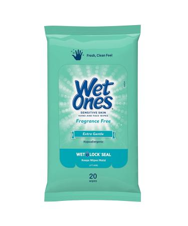 Wet Ones Wipes for Hands & Face 20 Count Travel Pack (Pack of 5) 100 Wipes Total (Sensitive) 20 Count (Pack of 5)