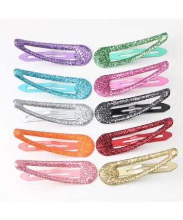 Zevonda Glitter Hair Snapping Clips | Colorful Metal Sequin Hair Clips for Toddlers & Girls - 12 Pack - Buy Online on GoSupps.com