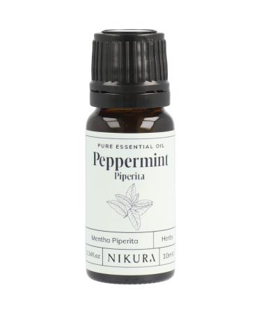 Nikura Peppermint (Piperita) Essential Oil - 10ml | 100% Pure Natural Oils | Perfect for Hair Care Spider Repellent Energy Boost Candle Making | Great for Skin Headache Relief | Vegan & UK Made