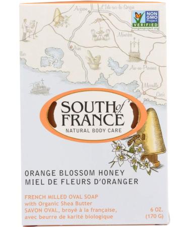 South of France Orange Blossom Honey French Milled Bar Soap with Organic Shea Butter 6 oz (170 g)