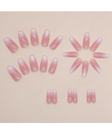 Shop Ombre Pink Medium Press on Nails - 24pcs Square Glitter Designs | Glossy Acrylic Fake Nails for Women - Ideal for International Shipping - Buy Online on GoSupps.com