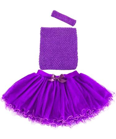 4pcs Crochet Tube Top Tutu Dress & Skirt Set for Baby Girls - Purple (18x22cm) - Buy Online on GoSupps.com