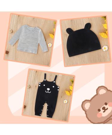 Infant Boys 3pcs Cotton Romper Outfit Set | Long Sleeve T-shirt + Dungarees + Hat | 0-3 Months - Buy Online on GoSupps.com
