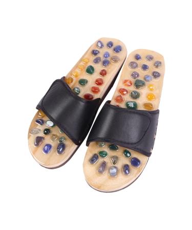 FRCOLOR 1 Pair Massage Slippers Foot Massager Shoe Men Slide Sandals Mens House Slippers Men s Sandals Man Sandals House Shoes for Men Shoes Sandals Mat Wooden Agate Leisure Shoes 43 Black