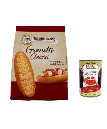 Italian Gourmet E.R. Mulino Bianco Crostini Granetti Classici Salted Snacks 280g + Italian Gourmet Pulpa 400g (Pack of 6)