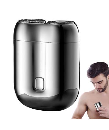 Men's Travel Shaving Kit - Travel Shavers For Men 2024 Double-Head Rotary Electrical Shaver - Pocket Size Rotary Electrical Shaver Waterproof Face Storm Shaver Rechargeable For Wet And Dry Use Silver