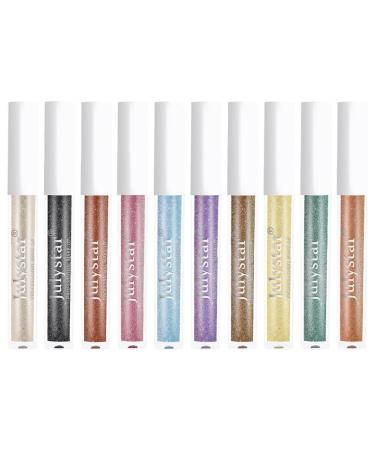 10 Pieces Matte Glitter Eyeshadow Set Liquid Glitter Pearled Eyeshadow Set Shimmer Sweat Proof Makeup Set Highly Pigmented - Liquid Glitter Eyeshadow Quick Drying Long Lasting Type 1