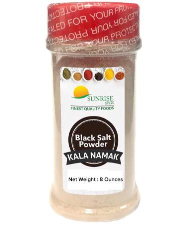 Sunrise Traders Black Salt 8 Ounces (226 Grams) Jar- Natural Kala Namak Powder, Vegan- Gluten Free- Unrefined Black Salt in Jar- Pure Black Salt Vegan Egg Taste- Great for Vegan Diets