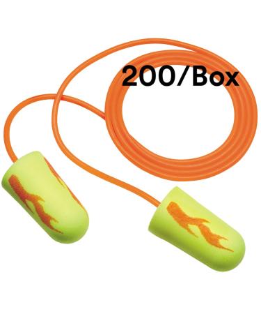 3M Ear Plugs  200/Box  E-A-Rsoft Yellow Neon Blasts 311-1252  Corded  Disposable  Foam  NRR 33  Drilling  Grinding  Machining  Sawing  Sanding  Welding  1/Poly Bag