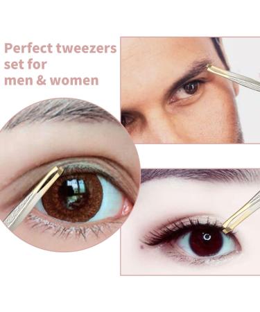 Luvadeyo Stainless Steel Eyebrow Tweezers - Professional Classic Plucking Tool for Hair Removal Eyelash Extension and Facial Care - Offset Design & Gold-Plated Finish - Buy Online on GoSupps.com