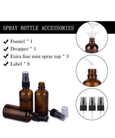 2oz Amber Glass Spray Bottles for Essential Oils - Set of 3 | Small Empty Fine Mist Spray Bottle - Black Amber - Buy Online on GoSupps.com