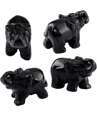 Nupuyai Black Obsidian Elephant Figure | Gemstone Crystal Lucky Charm | Healing Stone & Feng Shui Decoration - Buy Online on GoSupps.com