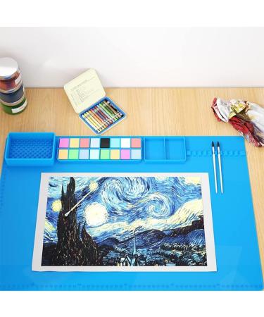 Extra Large Silicone Craft Mat 24x16 with Palette Squares & Cleaning Cup - Easy-to-Clean Painting Mat for Crafts, Resin Jewelry Casting - Pink - Buy Online on GoSupps.com