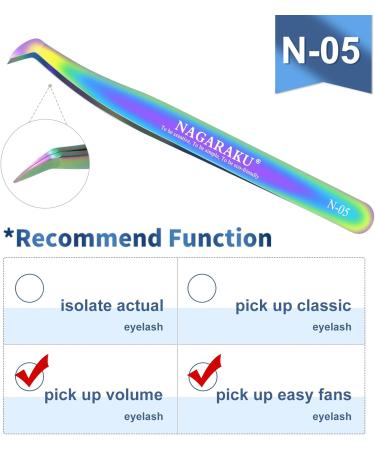 Nagaraku Professional Eyelash Extension Tweezers | Precision Colored Bent Volume Cluster & Fanning Stainless Steel Tweezer (N-05) - Buy Online on GoSupps.com
