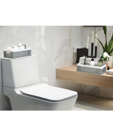 2 Pack Gray Bathroom Decor Box - Toilet Tank Basket Topper for Toilet Paper Storage - Wood Bathroom Baskets with Soft Linen Lining - Countertop Organizer - Buy Online on GoSupps.com