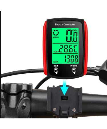 Bicycle Speedometer and Odometer Wireless Waterproof Cycle Bike Computer with LCD Display Waterproof Speedometer for Bike-Red - Buy Online on GoSupps.com
