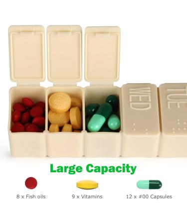 2-Pack Weekly Pill Organizer | 7-Day Travel Pill Box for Vitamins & Supplements | Pink & Beige Medicine Organizers - Buy Online on GoSupps.com