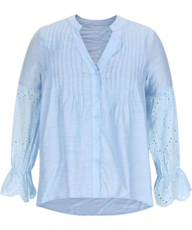Ganfancp Women's Light Blue Lace Button Down Cardigan Shirt Top - X-Large - Buy Online on GoSupps.com