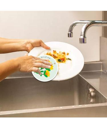 Wood Pulp Sponge Wipe - Flower Pattern Dish Sponges for Washing Dishes Kitchen Sponges Pack Hangable Design for Kitchen Cleaning Tables - Buy Online on GoSupps.com