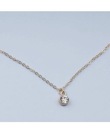 Tiny Rhinestone Pendant Necklace | Gold Diamond Choker | Solitaire & Floating Crystal Jewelry | Perfect Bridesmaid Gifts for Women and Girls - Buy Online on GoSupps.com