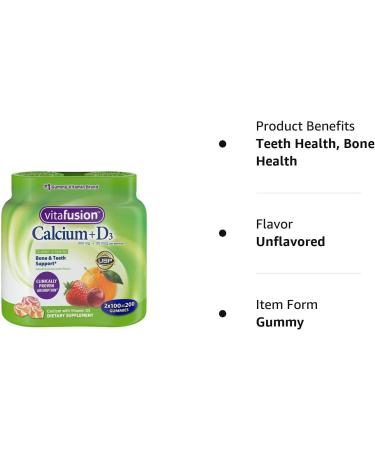 Vitafusion Calcium Supplement Gummy Vitamins 200ct - Bone Health Support - Buy Online on GoSupps.com