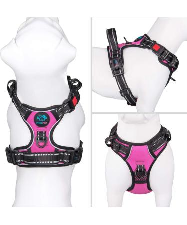 Phoepet Reflective Adjustable Dog Harness - Anti-Educational Training Handle Name ID Card XS Rose - Perfect for Easy Tightening & Weight Management - Buy Online on GoSupps.com