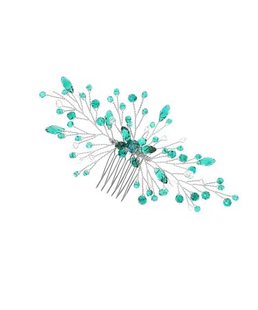 Angoily Bridal Rhinestone Comb Decorative Hair Clips for Women Womens Hair Accessories Women Hair Side Comb Wedding Hair Clips Baroque Side Rhinestones Green Crystal Bride Dress