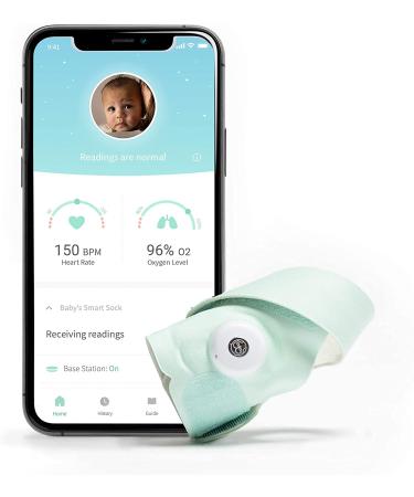 Owlet Smart Sock 3 - Baby Monitor - Track Heart Rate Oxygen and Sleep Trends (0-18 Months) - Mint Green