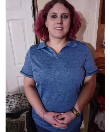 Vldnery Women's Short Sleeve Golf Shirt | V-Neck Loose Fit Tennis Polo T-Shirt - XX-Large Blue - Buy Online on GoSupps.com