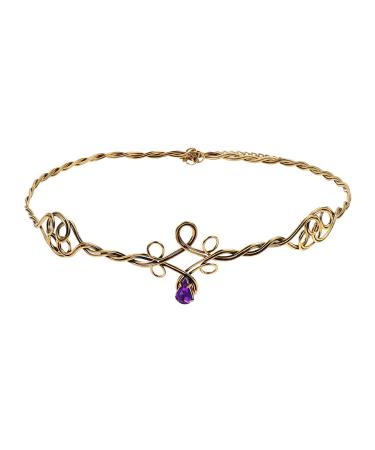 Lurrose Makeup Headbands Iron Circlet Headband Gold Hair Hoop with Jewels Mental Hair Clasp Cosplay Hair Band for Girls Women Kids Makeup Headband