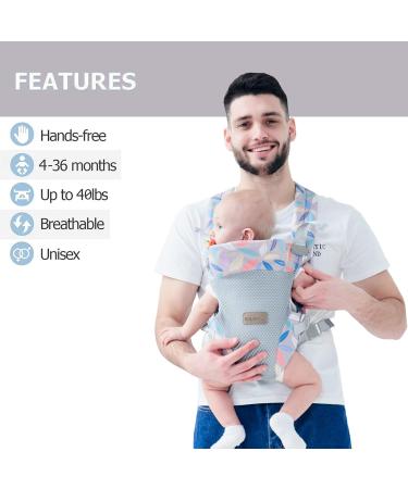 Iulonee 4-in-1 Adjustable Baby Carrier Wrap - Ergonomic Hands-Free Infant Carrier for Newborns (5-20kg) - Lightweight Blue - Buy Online on GoSupps.com