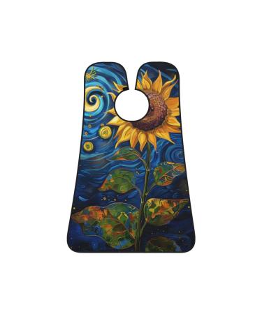 Van Gogh sunflower Print Beard Bib Apron Non-Stick Beard Men's Hair Catcher for Shaving Gifts for Men. One Size Black4