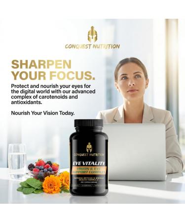 Conquest Nutrition Eye Vitality Vision & Eye Support, Enhance Eye Health, Bilberry, Lutein, Zeaxanthin. 60 Veggie Caps - Buy Online on GoSupps.com