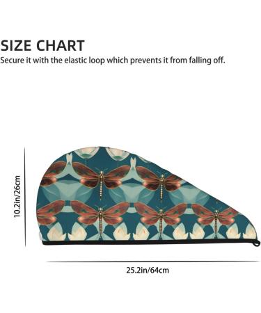 Quick-Dry Coral Velvet Hair Cap - Dragonfly & Lotus | Ideal Hair Towel for Travel & Home | Unisex - Buy Online on GoSupps.com