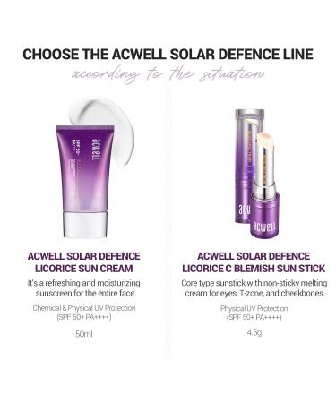 ACWELL Solar Defense Licorice C Blemish Sun Stick SPF 50+ Pa++++ - Brighten Dark Circles Eye Sun Stick - 0.16oz - Buy Online on GoSupps.com