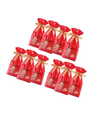 COLLBATH 10pcs Christmas Pouch Convenient Storage Bag Drawstring Bags for Candy Bag Elk Packing Bag