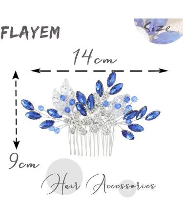 Flayem Handmade Bridal Hair Comb with Blue Rhinestone & Crystal Flower Perfect Hair Accessories for Brides & Bridesmaids - Buy Online on GoSupps.com
