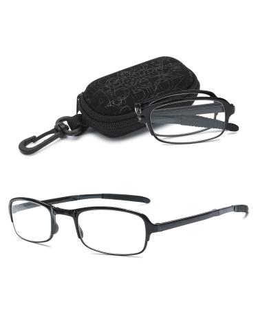 Vevesmundo reading glasses foldable foldable folding glasses folding glasses men women Small compact glasses with diopters with shell+1.0 +1.5 +2.0 +2.5 +3.5 +4.0 black 2.5 x