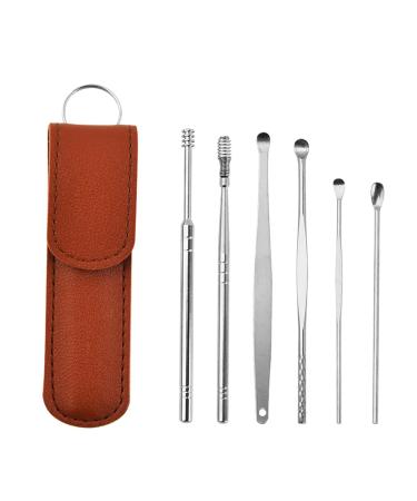 2sets Ear Cleaner Wax Removal Tool Earpick Sticks Earwax Remover Curette Ear Pick Cleaning Ear Cleanser Spoon Health Care Earpick (Color : Brown)