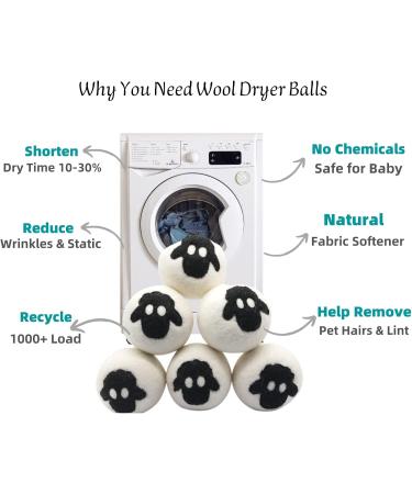 Wool Dryer Balls - 6Pack- Reusable Natural Fabric Softener dryer balls Boules De S chage Large Felted Wool Laundry Balls to Save Drying Time and Reduce Wrinkles By Stwie 7 Count (Pack of 1) - Buy Online on GoSupps.com