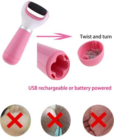 Electric Callus Remover for Feet - USB & Battery Powered Foot Buffer Tool with Pink Roller for Smooth Pedicures - International Shipping Available - Buy Online on GoSupps.com