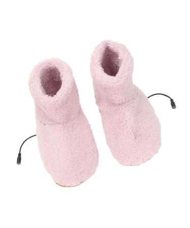 Heating shoes heated foot warmers heated foot warmers heated socks USB charging soft relaxing electrical plush heat shoes for cold winter (pink)