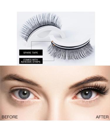 Fourisily Reusable Adhesive Eyelashes 2 Pairs Reusable Self Adhesive Eyelashes Natural Look False Eyelashes No Glue Self Adhesive Lashes Extension for Women Girls (Thick) - Buy Online on GoSupps.com