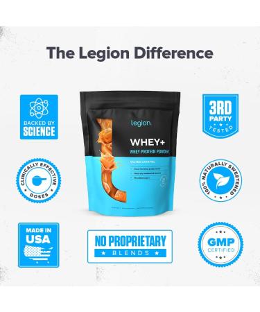 Legion Whey+ Whey Isolate Protein Powder - Grass Fed, Low Carb, Low Calorie, Non-GMO, Lactose Free, Gluten Free, Sugar Free, All Natural - Salted Caramel Flavor - 30 Servings - Buy Online on GoSupps.com