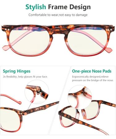 Eyekepper Blue Light Filter Reading Glasses Tortoise-Red Frame +2.00 - Computer Screen Glare Blocking Digital Readers for Men and Women - Buy Online on GoSupps.com
