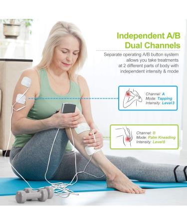 AUVON Dual Channel TENS Unit Muscle Stimulator Machine - 20 Modes, 2 x 4 Electrode Pads - Buy Online on GoSupps.com